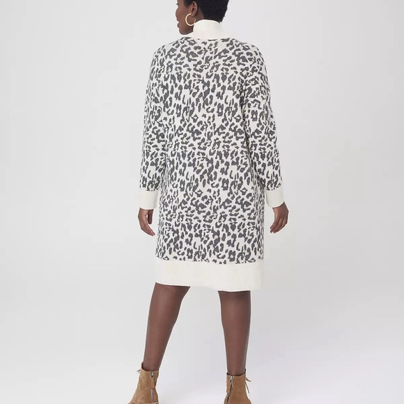 Loft Leopard Turtleneck Sweater Dress - Picture 2 of 7